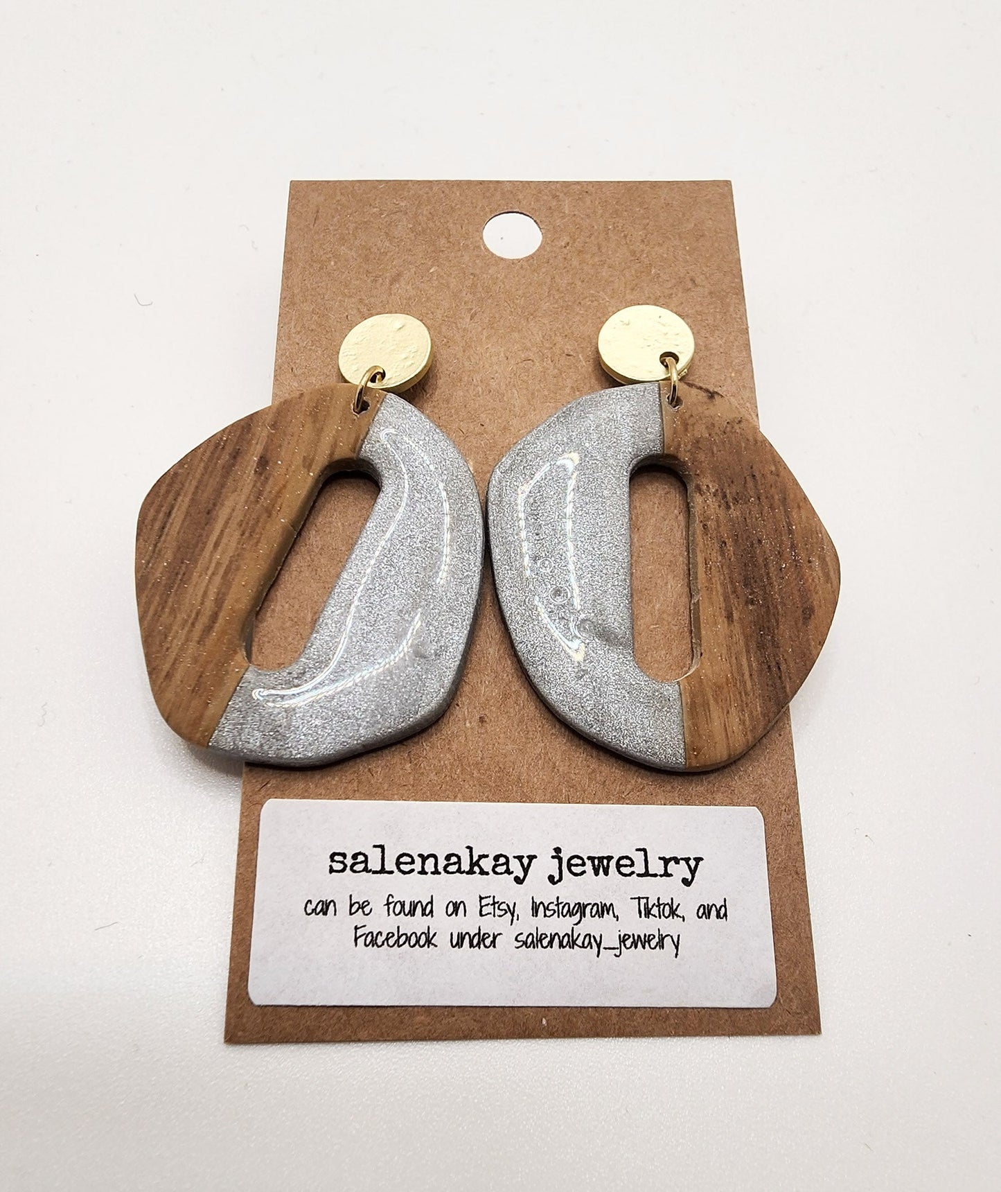 Wood & Gray Chain Link Earrings