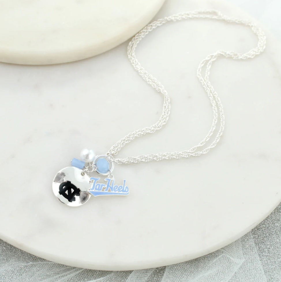 Your Favorite Collegiate Team's Disc Logo & Slogan Cluster Necklace