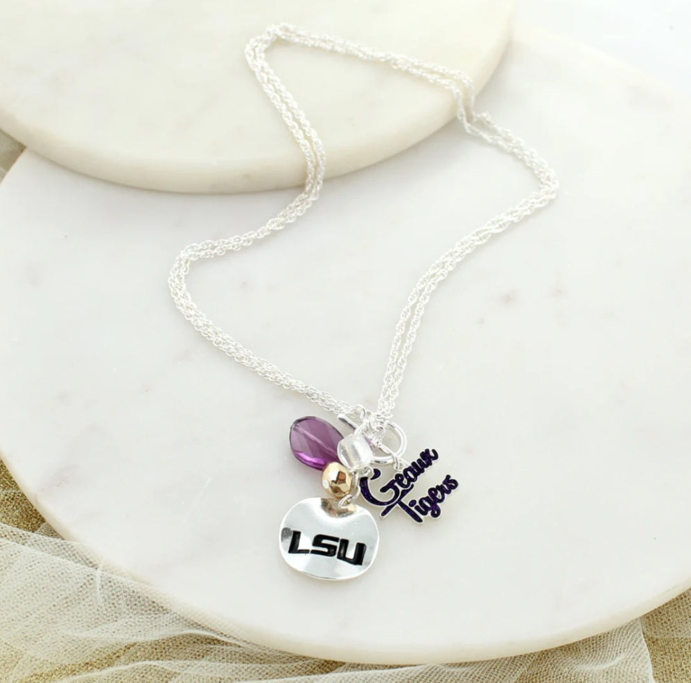 Your Favorite Collegiate Team's Disc Logo & Slogan Cluster Necklace