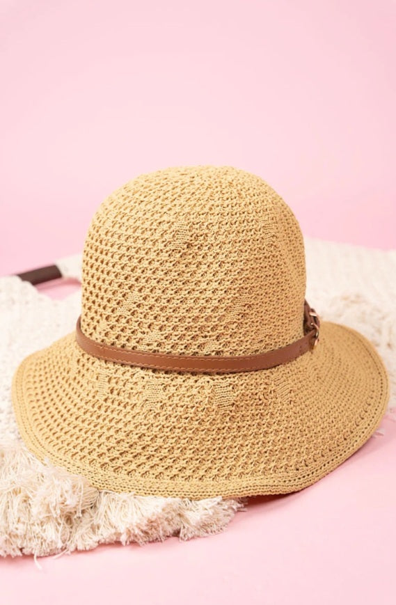 Gatsby's Getaway Taupe Crochet Bucket Hat