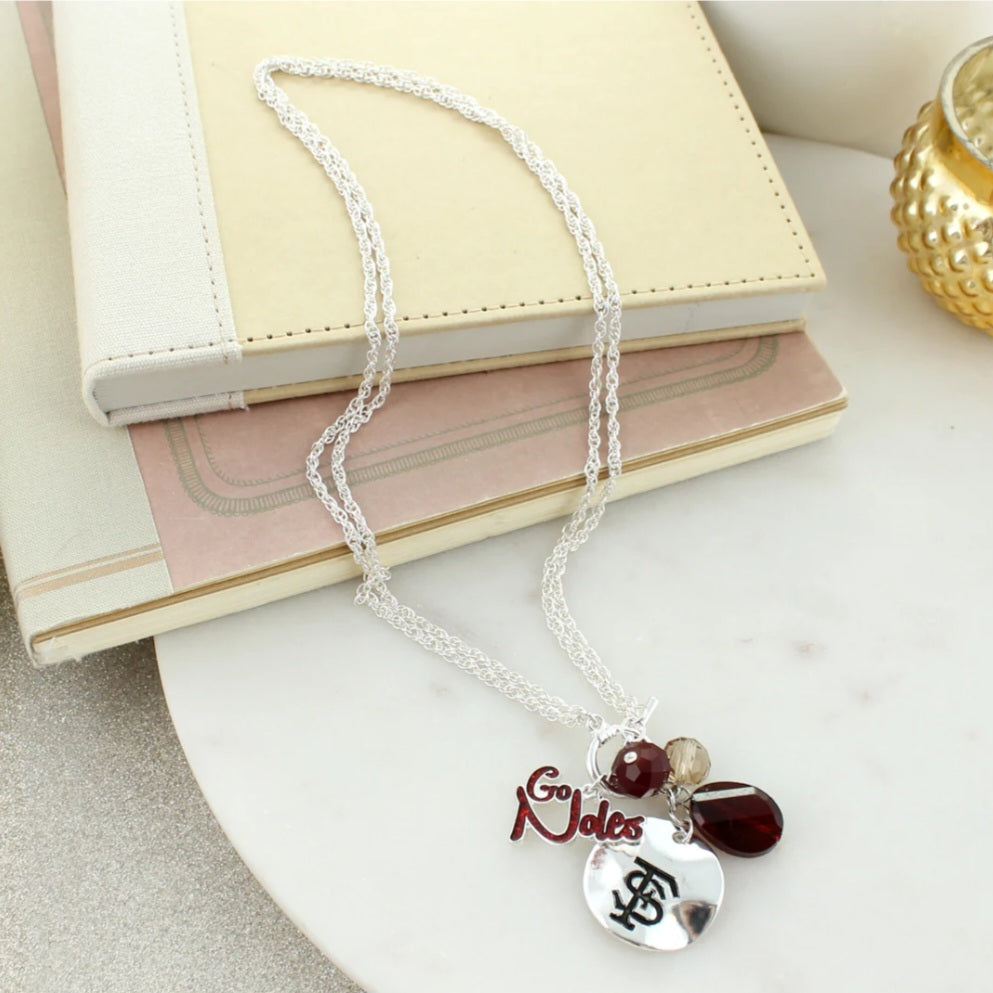 Your Favorite Collegiate Team's Disc Logo & Slogan Cluster Necklace