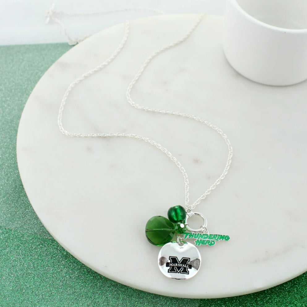 Marshall University Disc & Logo & Slogan Cluster Convertible Necklace