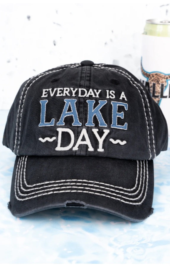 Distressed Every Day is a Lake Day Black Cap