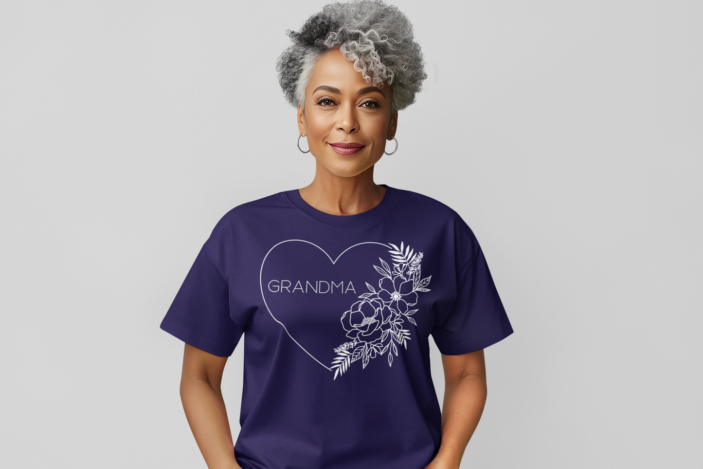 Grandma Floral Heart Tee Graphic Tee