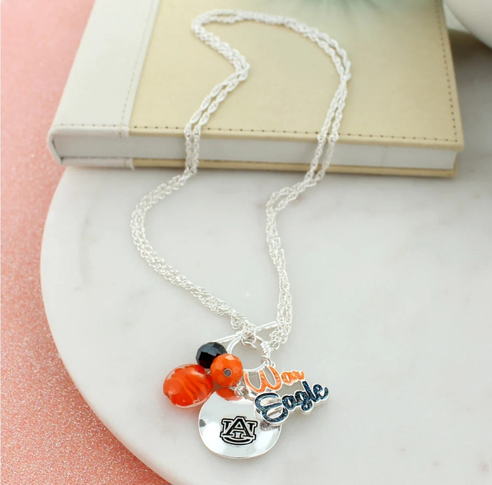 Your Favorite Collegiate Team's Disc Logo & Slogan Cluster Necklace