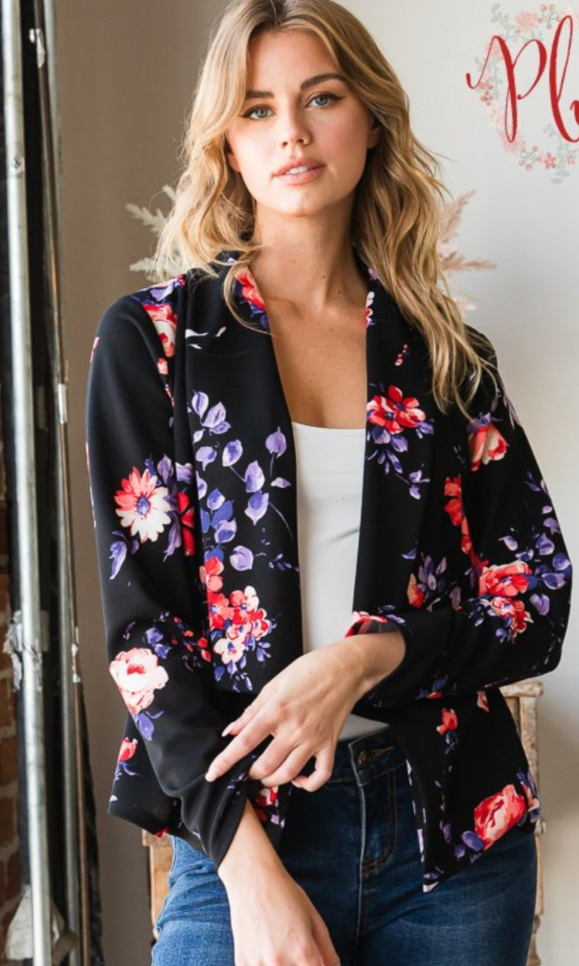 Black/Multi Waterfall Blazer in Regular