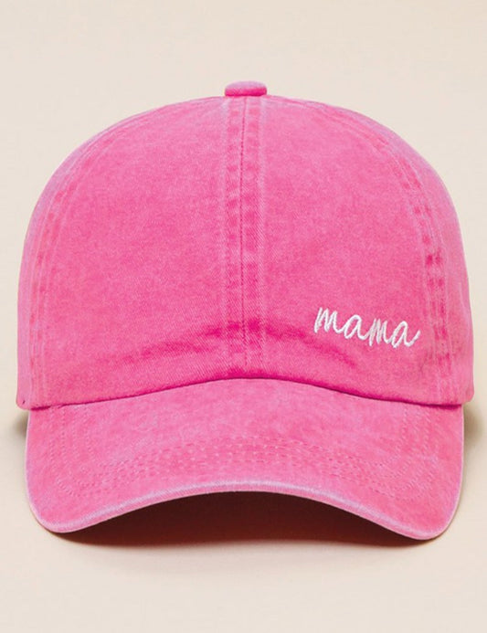 Mama Lettering Embroidery Hot Pink Baseball Cap