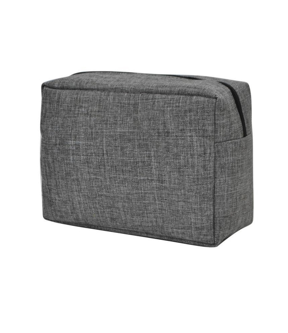Crosshatch Grey Large Cosmetic Case