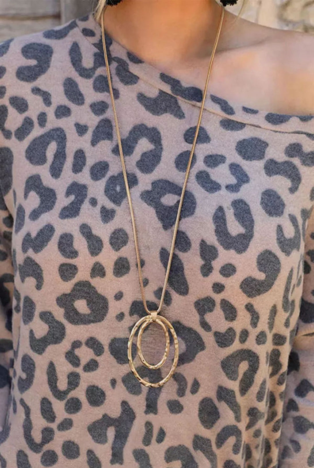 Gold Double Ring Pendant Necklace