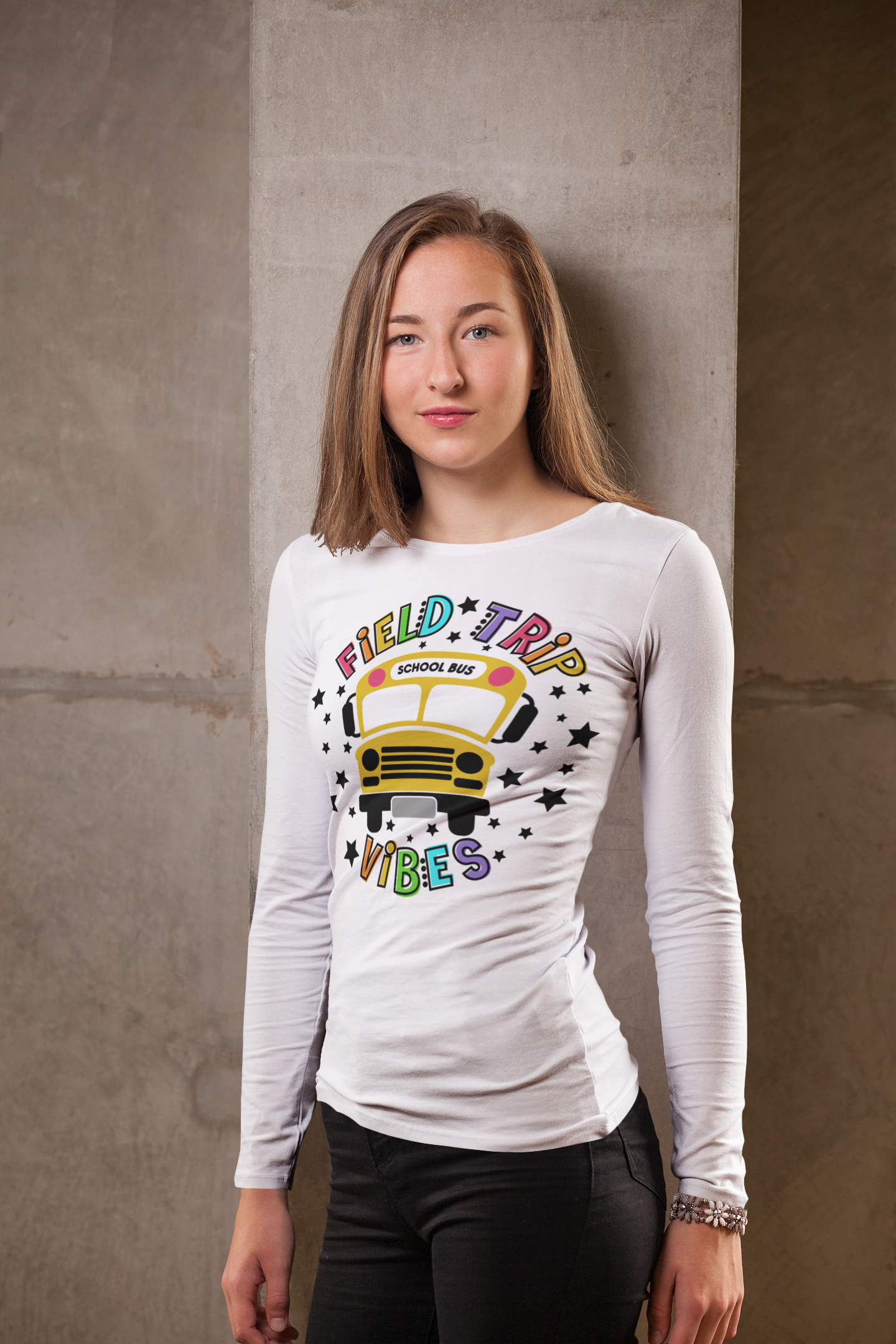 Field Trip Vibes Tee Shirt Regular & Plus Size Long or Short Sleeve with Black Lettering