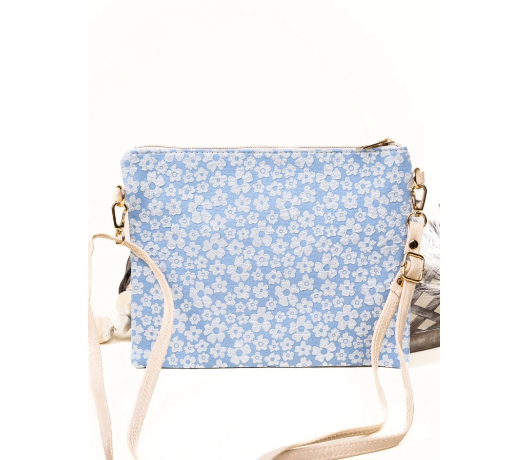 Spring Meadow Blue Crossbody Clutch