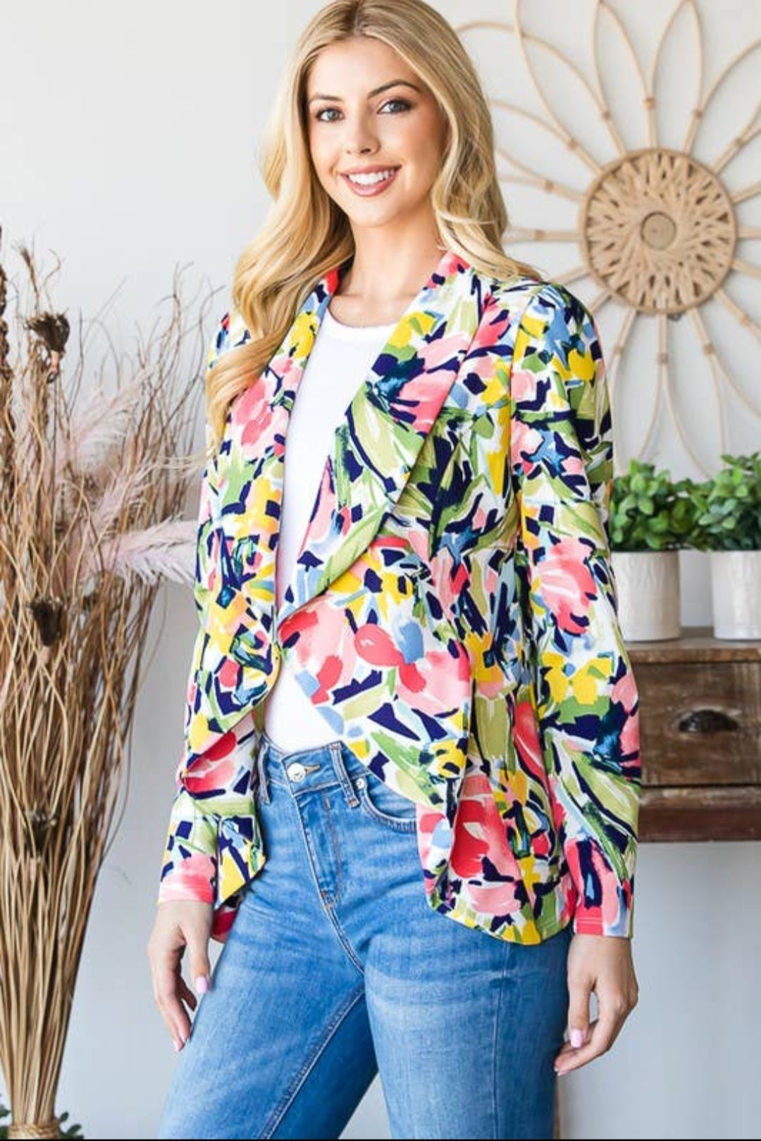 Multicolor Floral Open Blazer