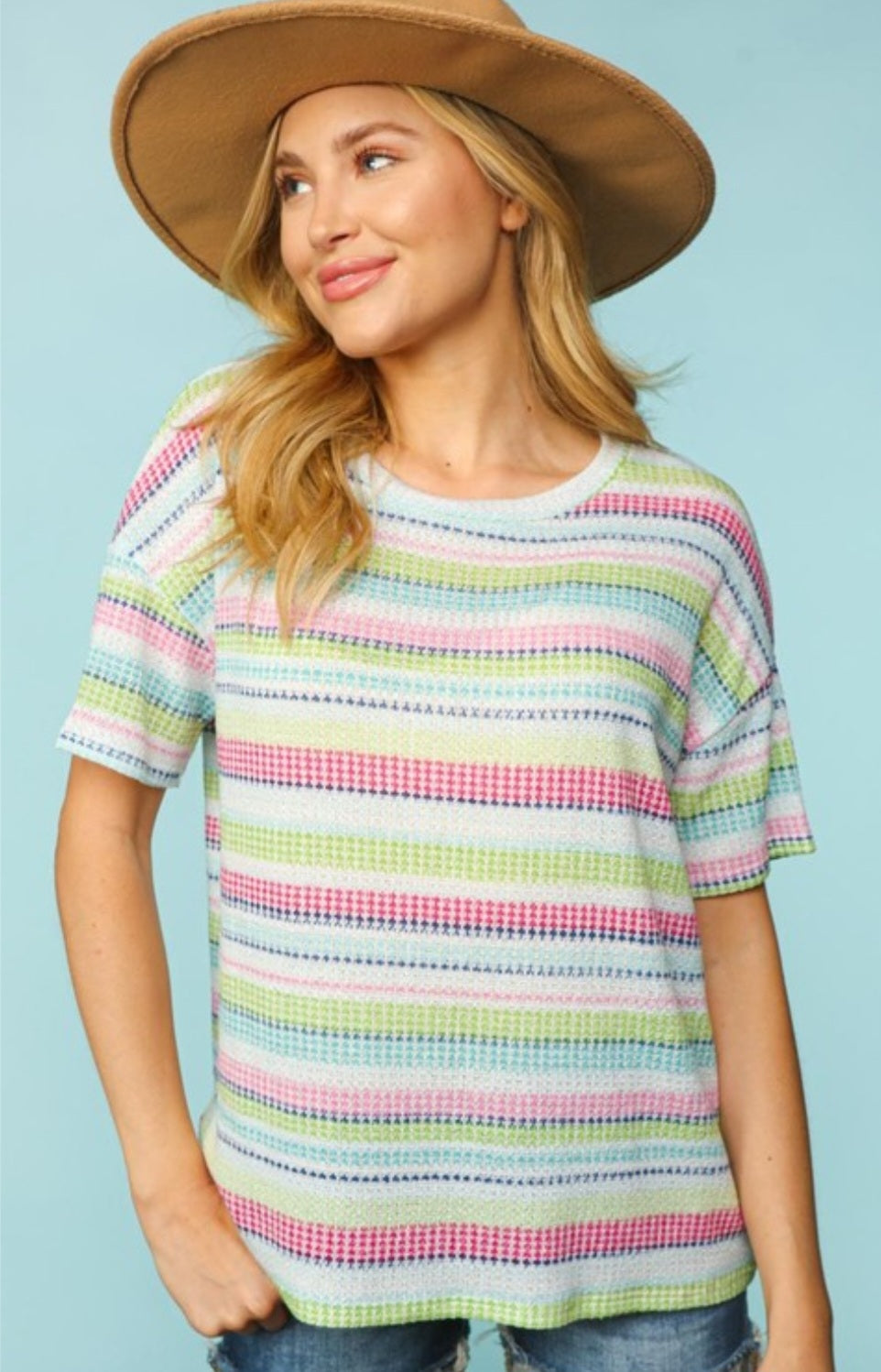 Multicolor Stripe Drop Shoulder Knit Top