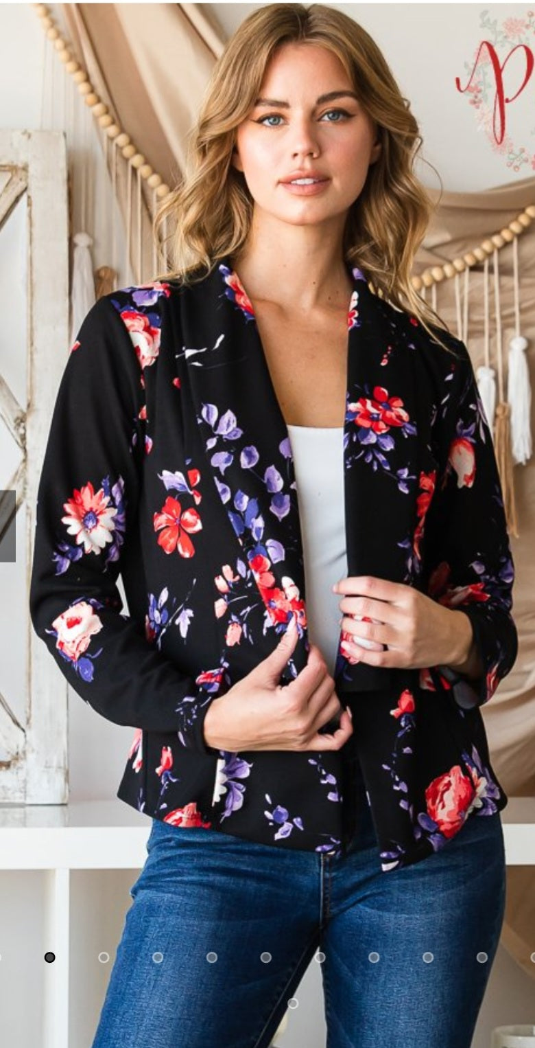 Black/Multi Waterfall Blazer in Regular