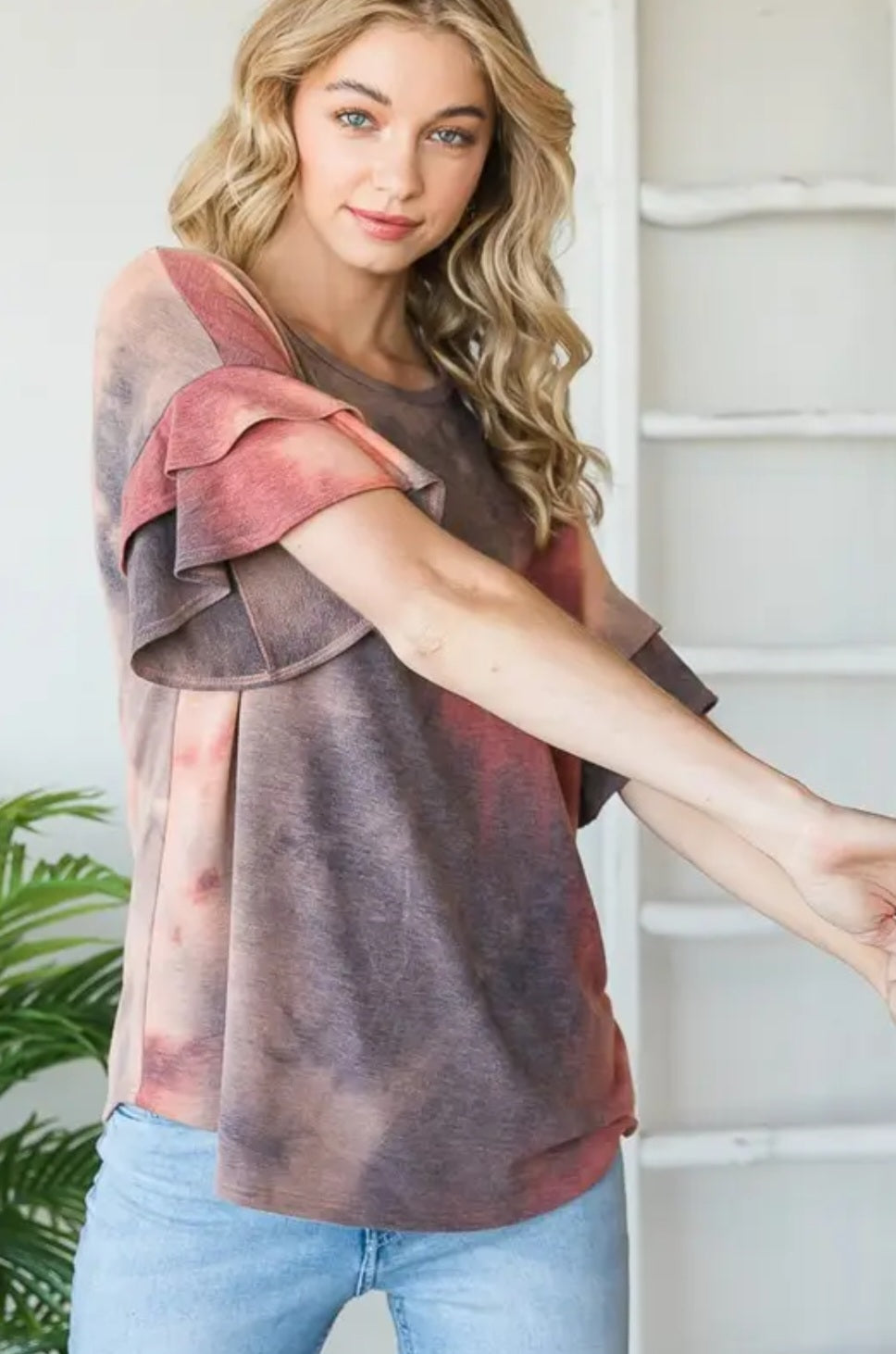 Ruffled Sleeve Multicolor Top