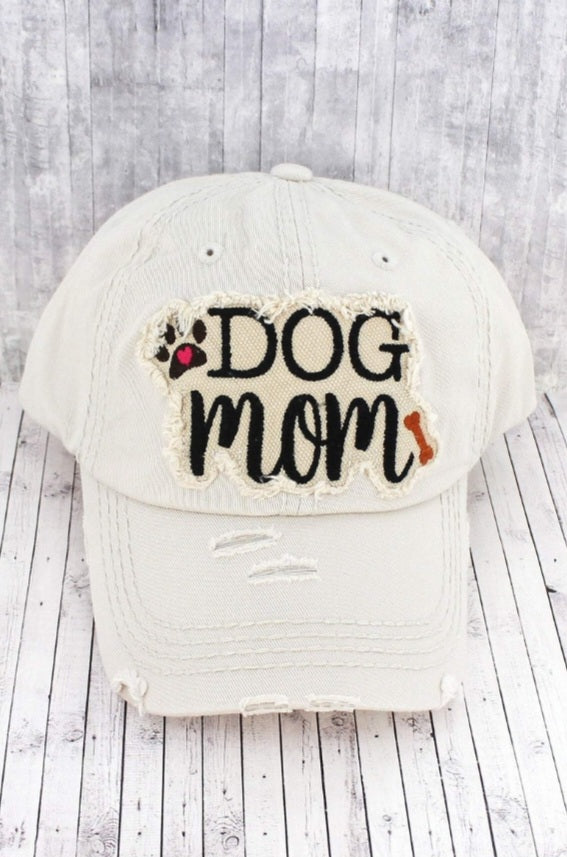 Distressed Stone Dog Mom Cap