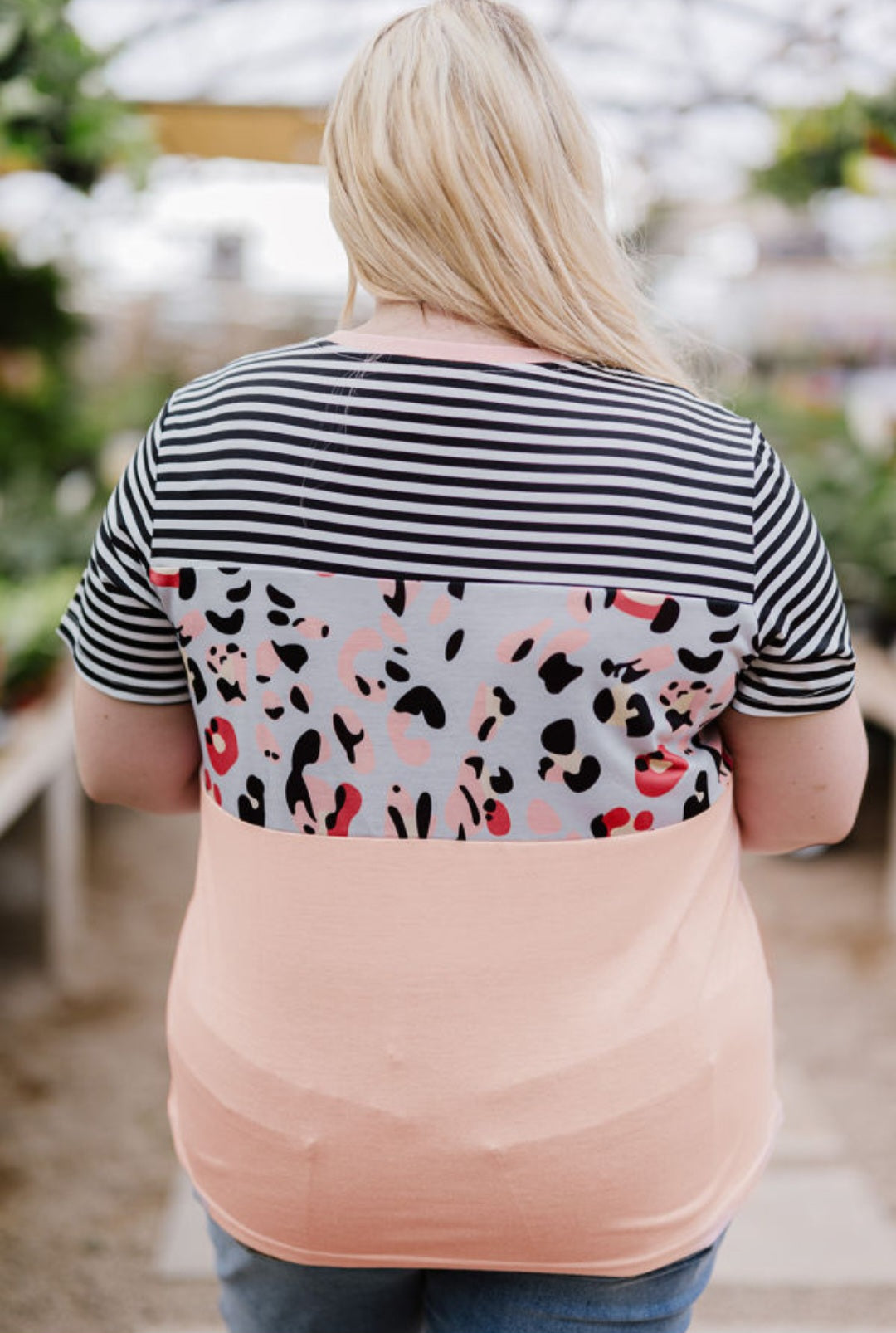 Pink Stripes Leopard Top Plus Size