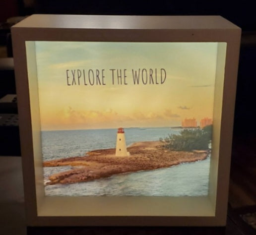 LED Ivory 6"x6" Lighthouse Photo Box