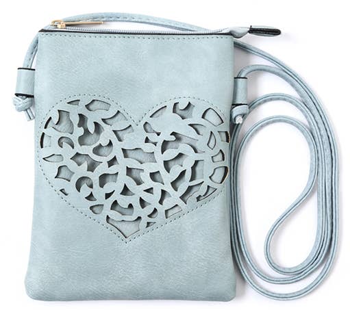 Blue - Heart Cut Crossbody Cellphone Bags