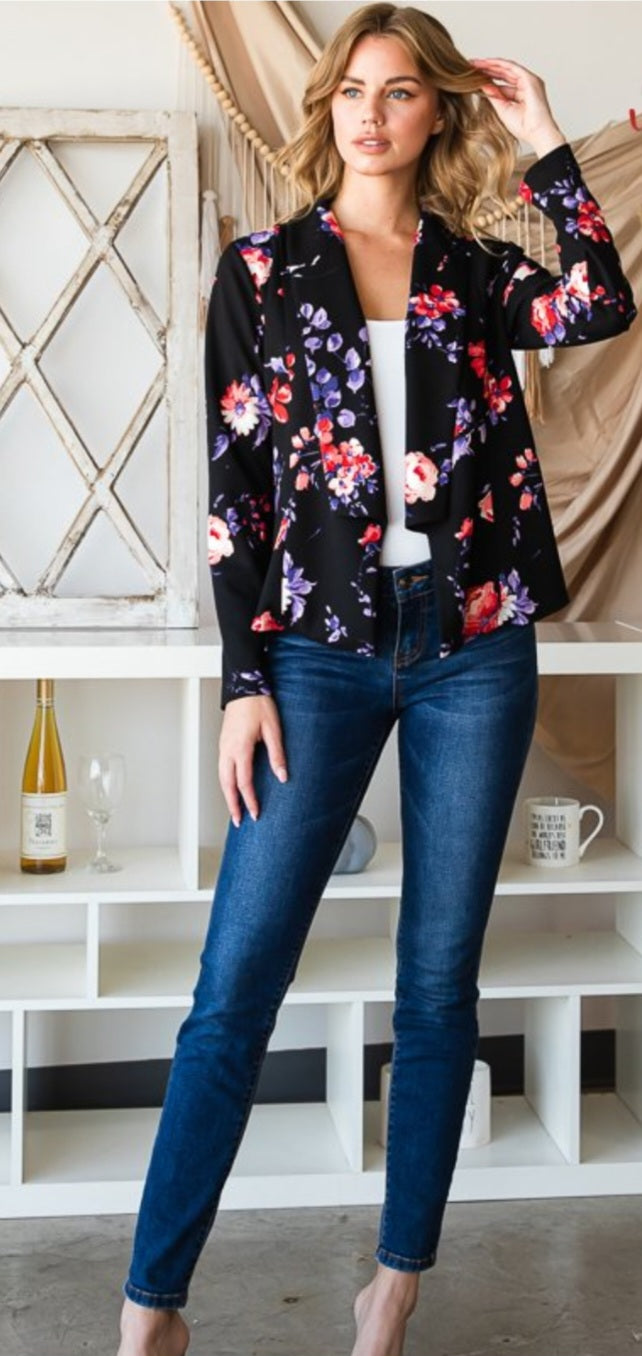 Black/Multi Waterfall Blazer in Regular