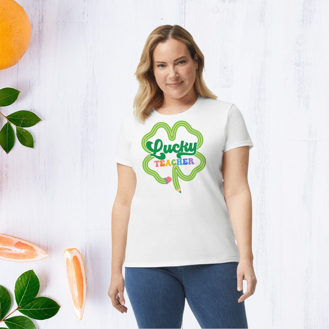 Lucky Teacher - Shamrock Pencil Graphic Tee