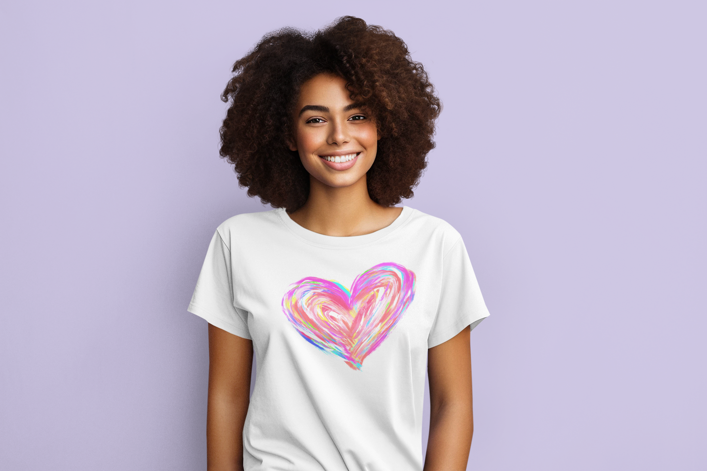 Water Color Soft Swirl Graphic Heart Long or Short Sleeve Tee