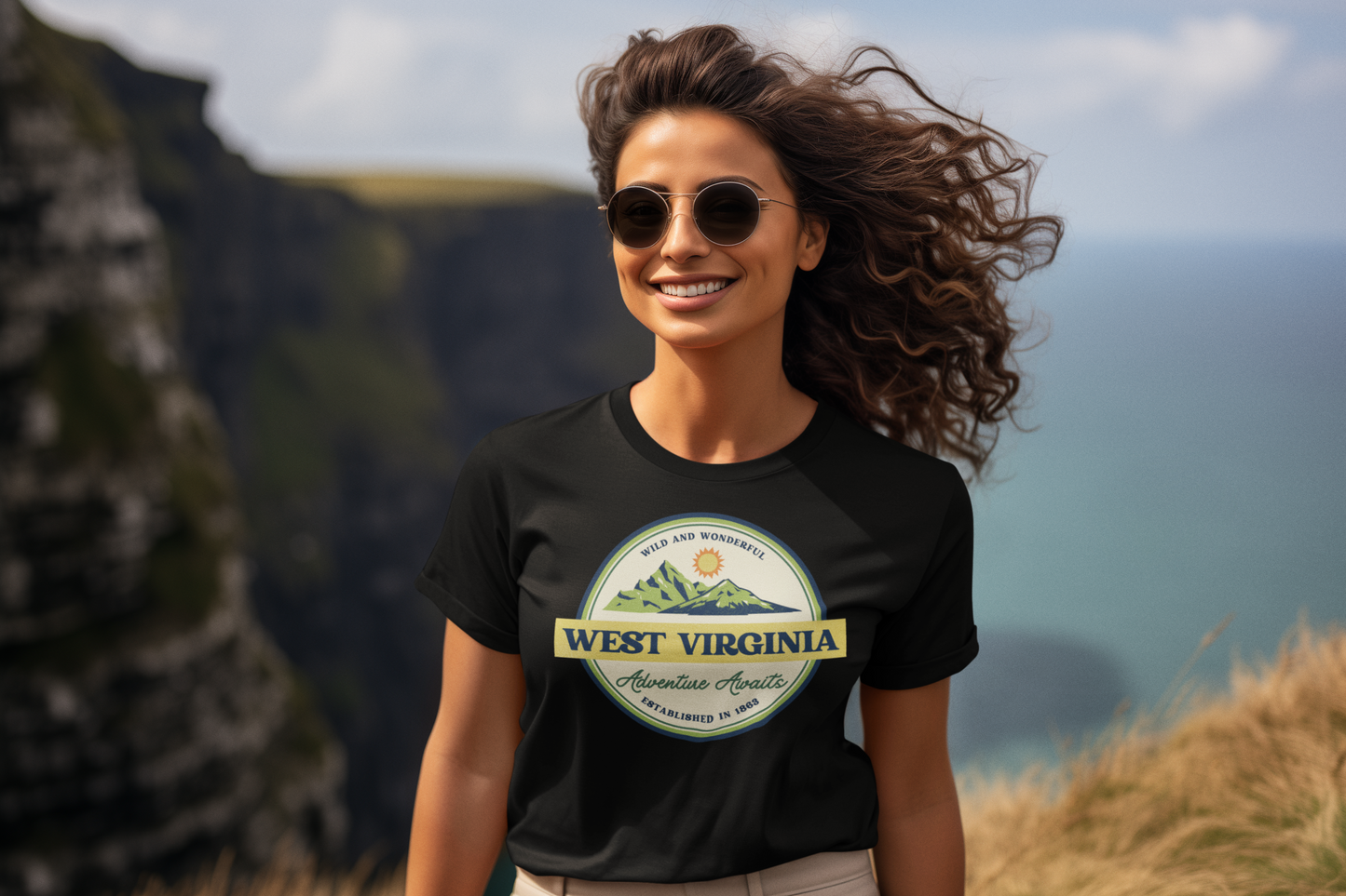 West Virginia Adventure Awaits Regular & Plus Long or Short Sleeve Graphic Tee