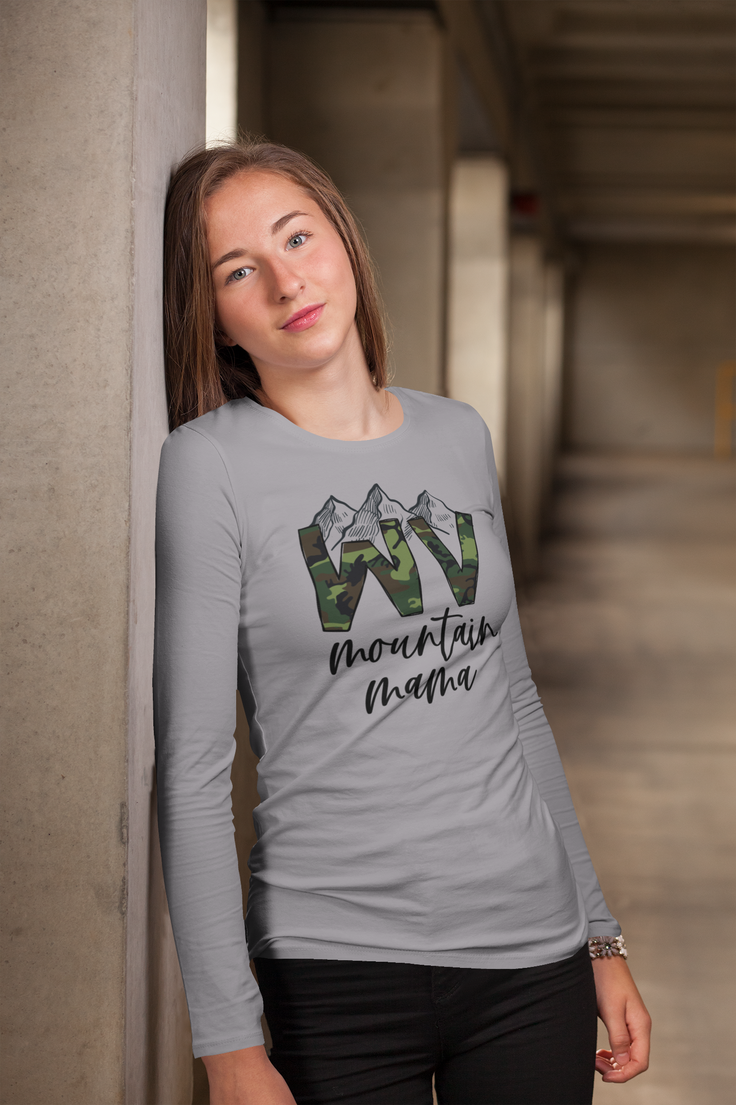 WV Mountain Mama Camo Regular & Plus Graphic Long & Short Sleeve Tee