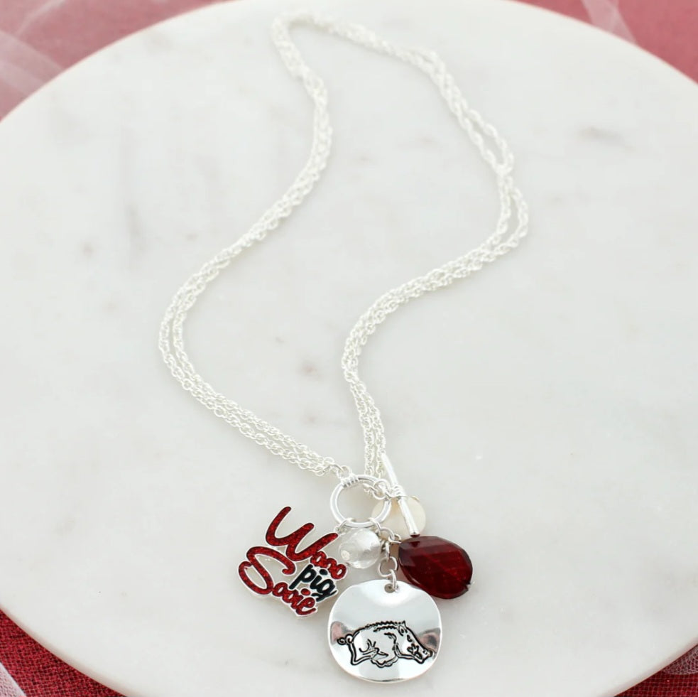 Your Favorite Collegiate Team's Disc Logo & Slogan Cluster Necklace