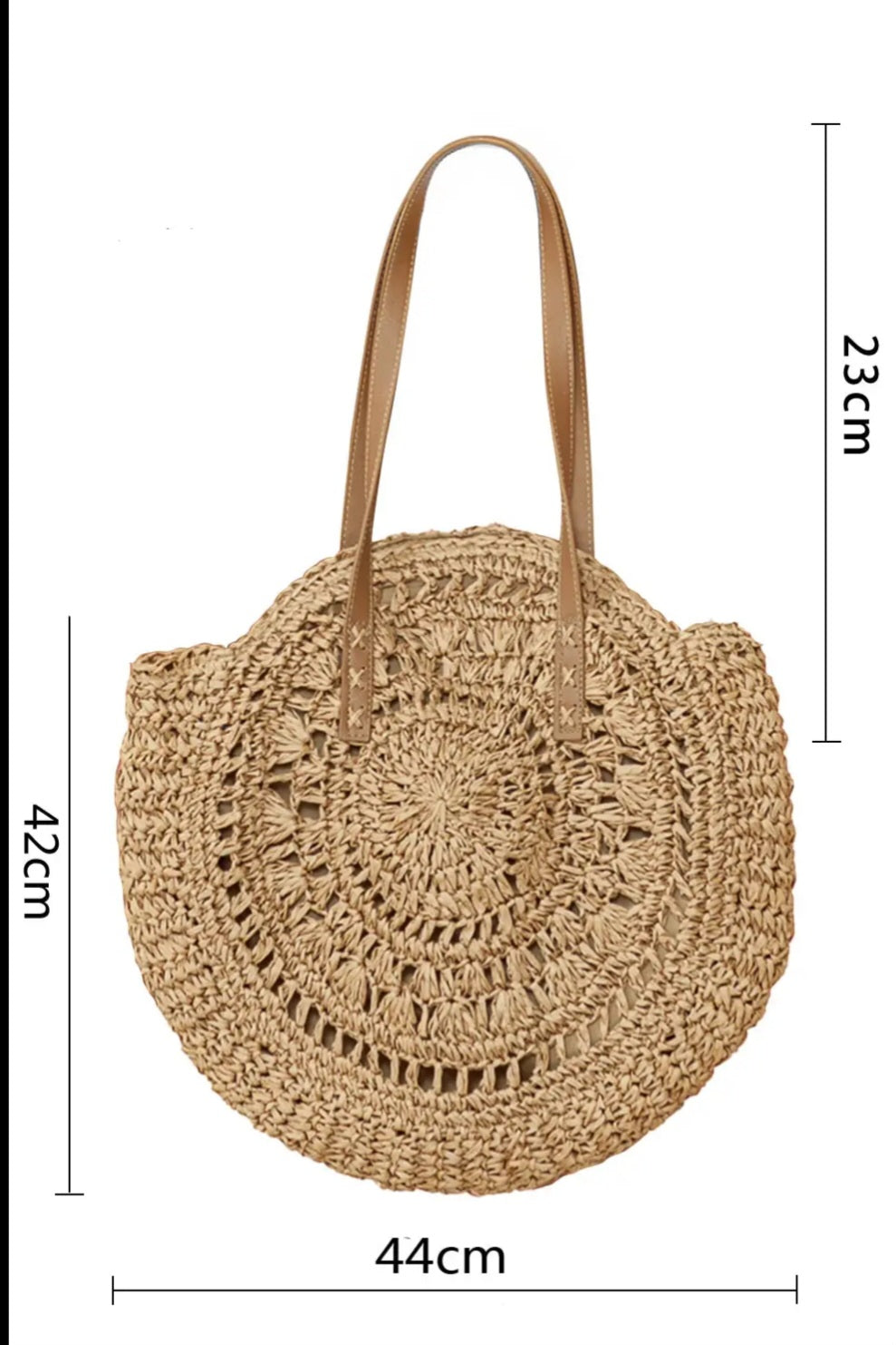 Camel Bohemian Straw Woven Round One Shoulder Bag