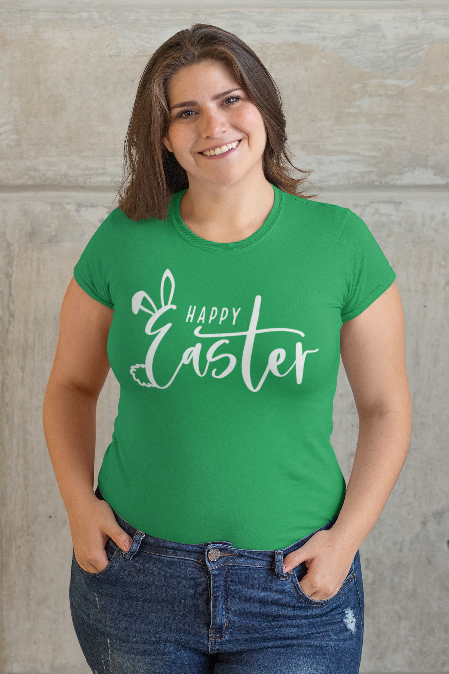 Happy Easter Regular & Plus Long or Short Sleeve Graphic Tee With White Lettering