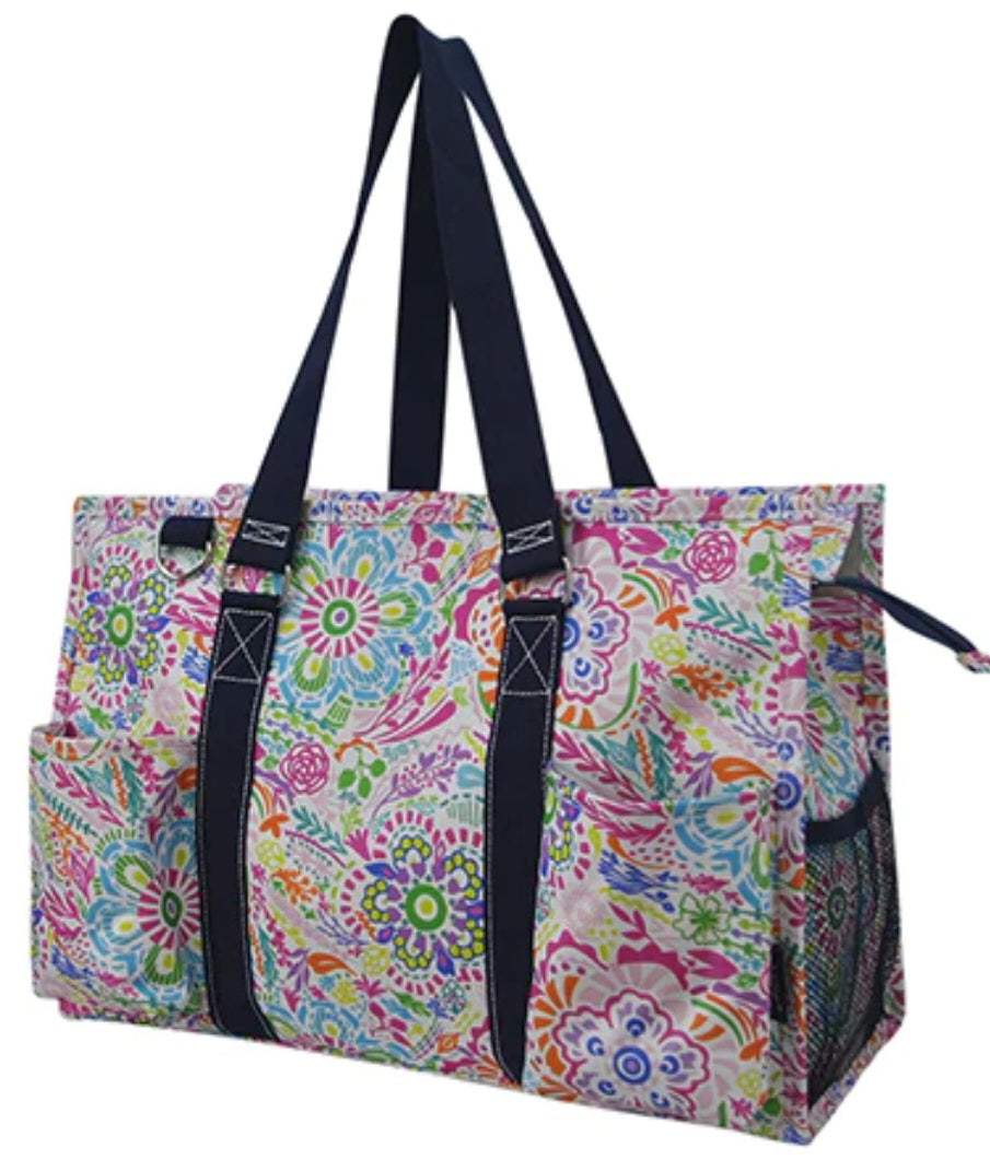 Wild Flower Zippered Caddy Organizer Bag