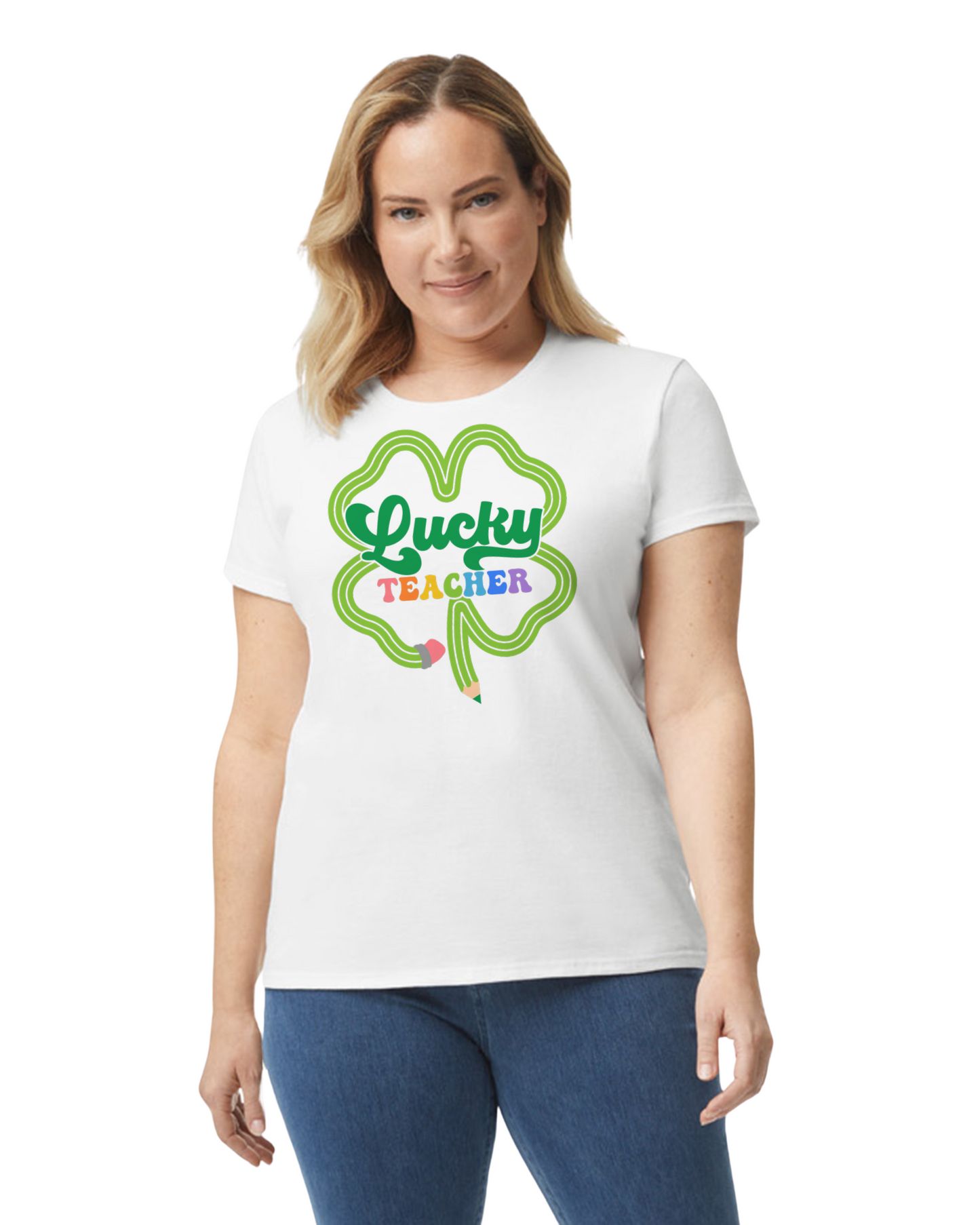 Lucky Teacher - Shamrock Pencil Graphic Tee