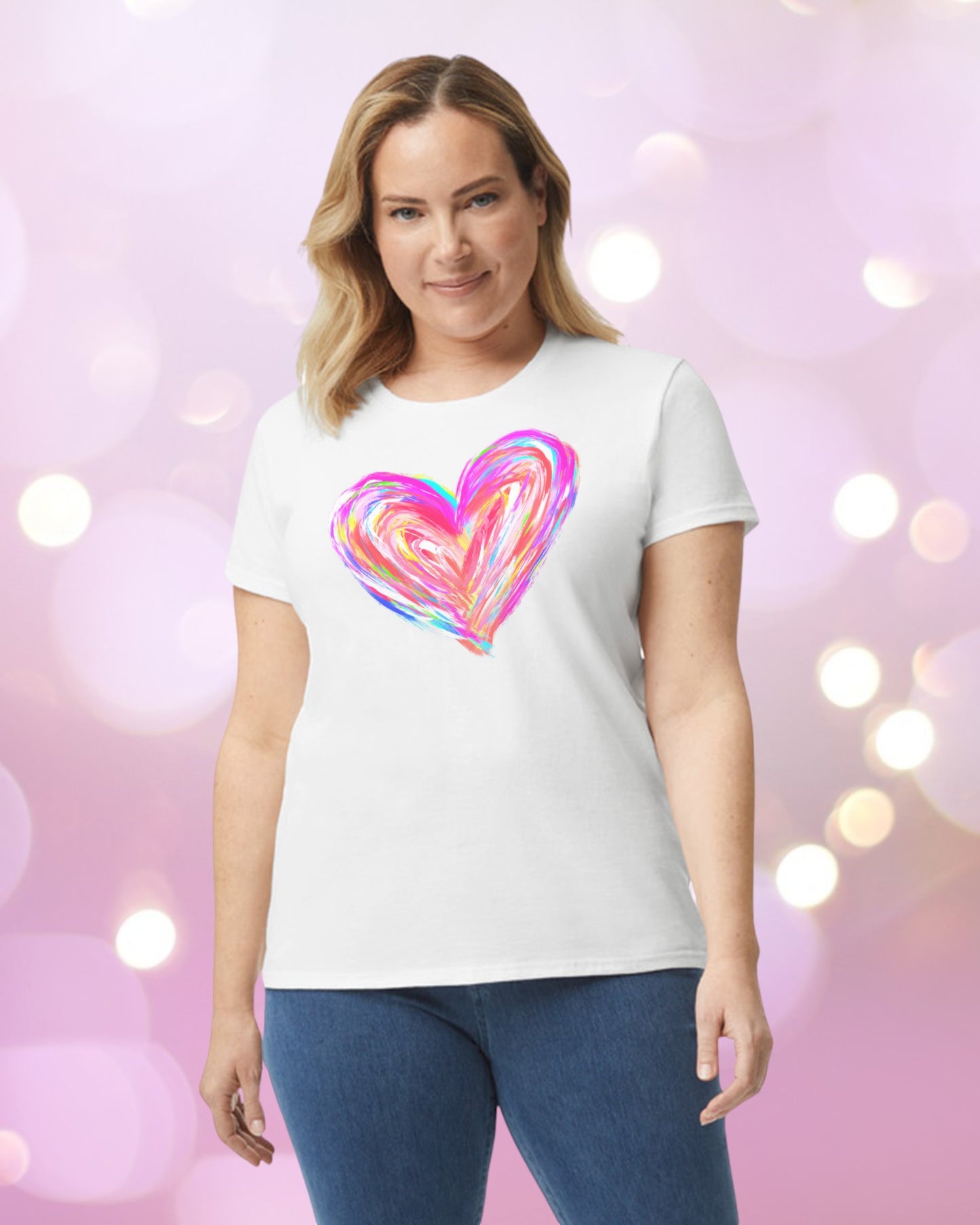 Water Color Soft Swirl Graphic Heart Long or Short Sleeve Tee