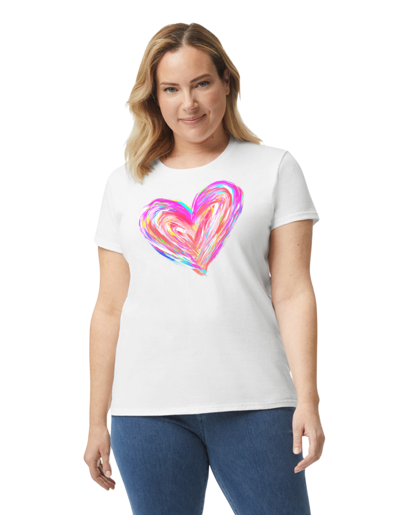 Water Color Soft Swirl Graphic Heart Long or Short Sleeve Tee