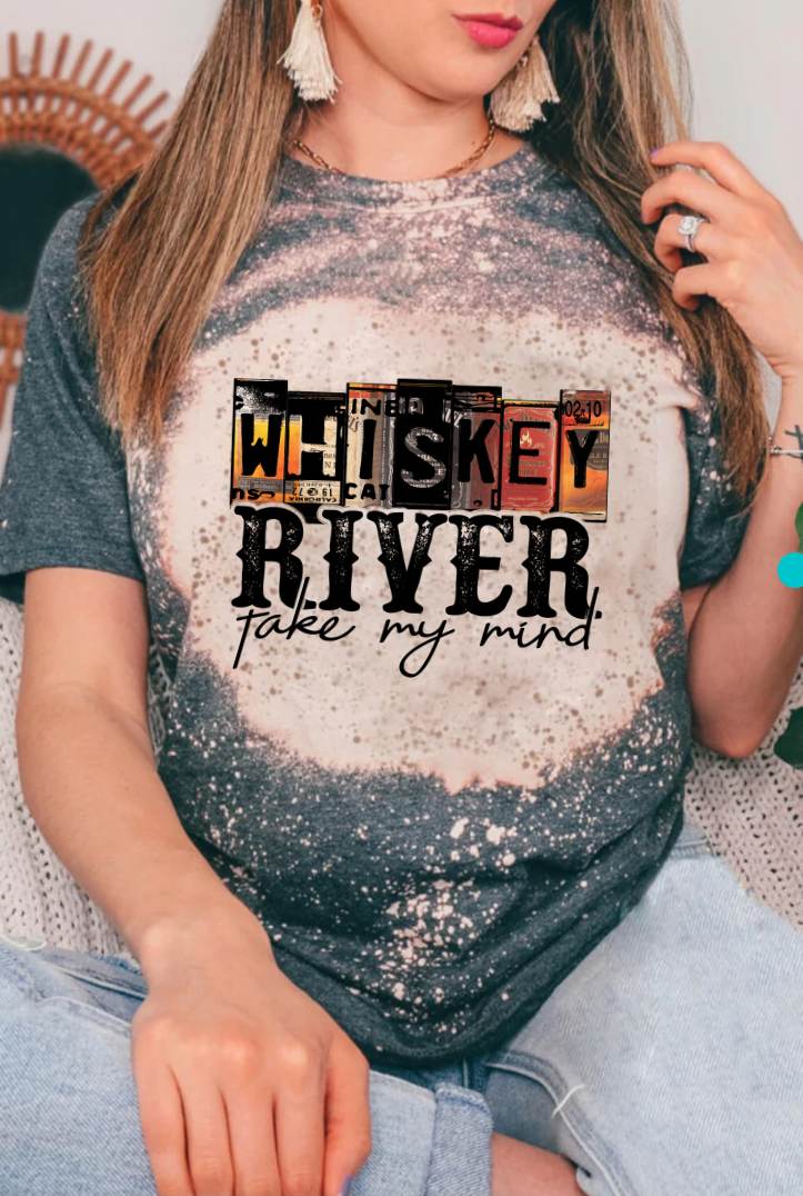 Plus Tie Dye Bleached Whisky River Take My Mind Tee