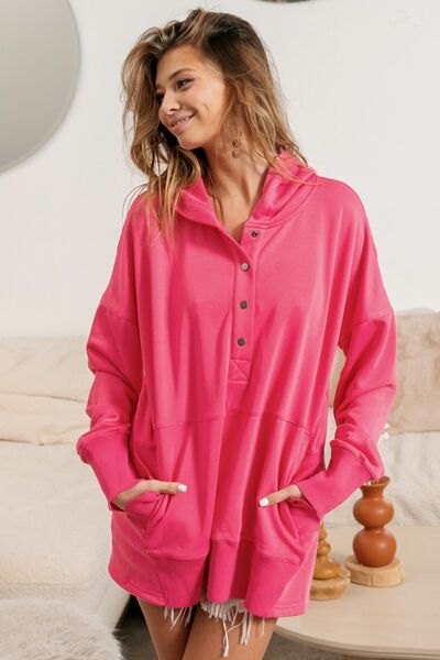 BiBi Half Snap Thumbhole Long Sleeve Hoodie