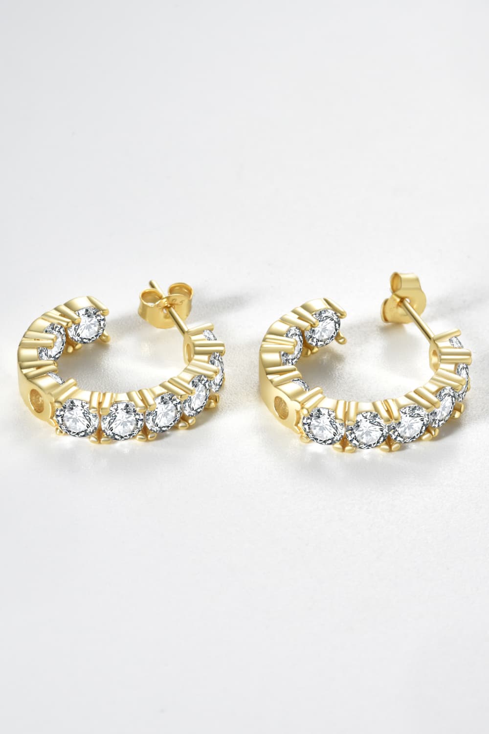 Inlaid Zircon C-Hoop Earrings