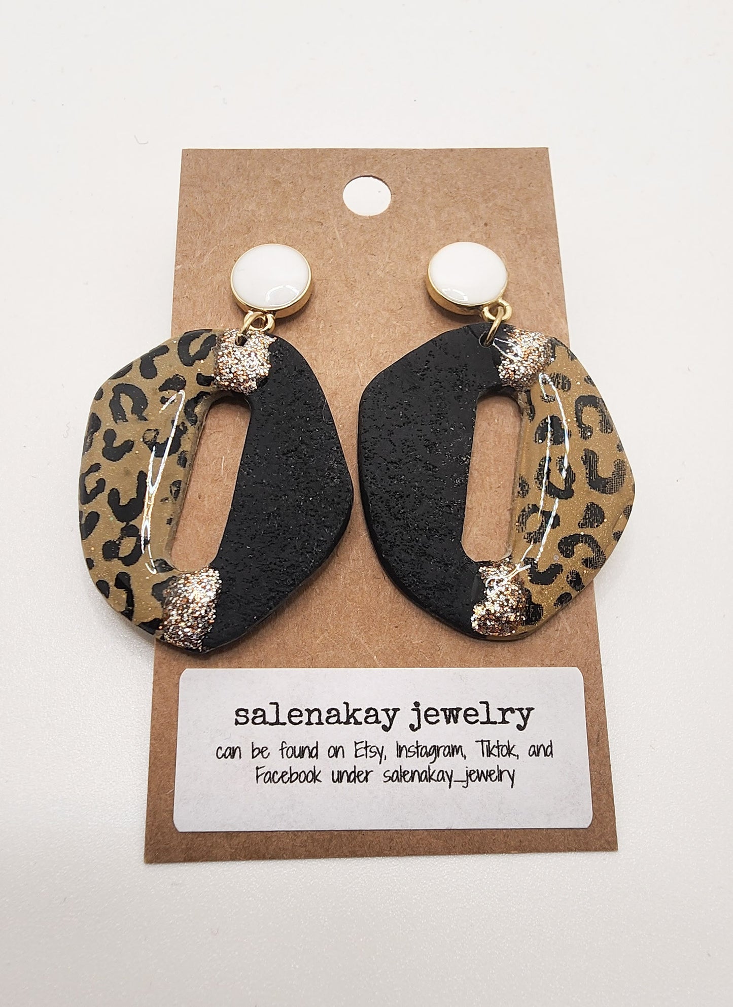 Leopard Print Chain Link Earrings