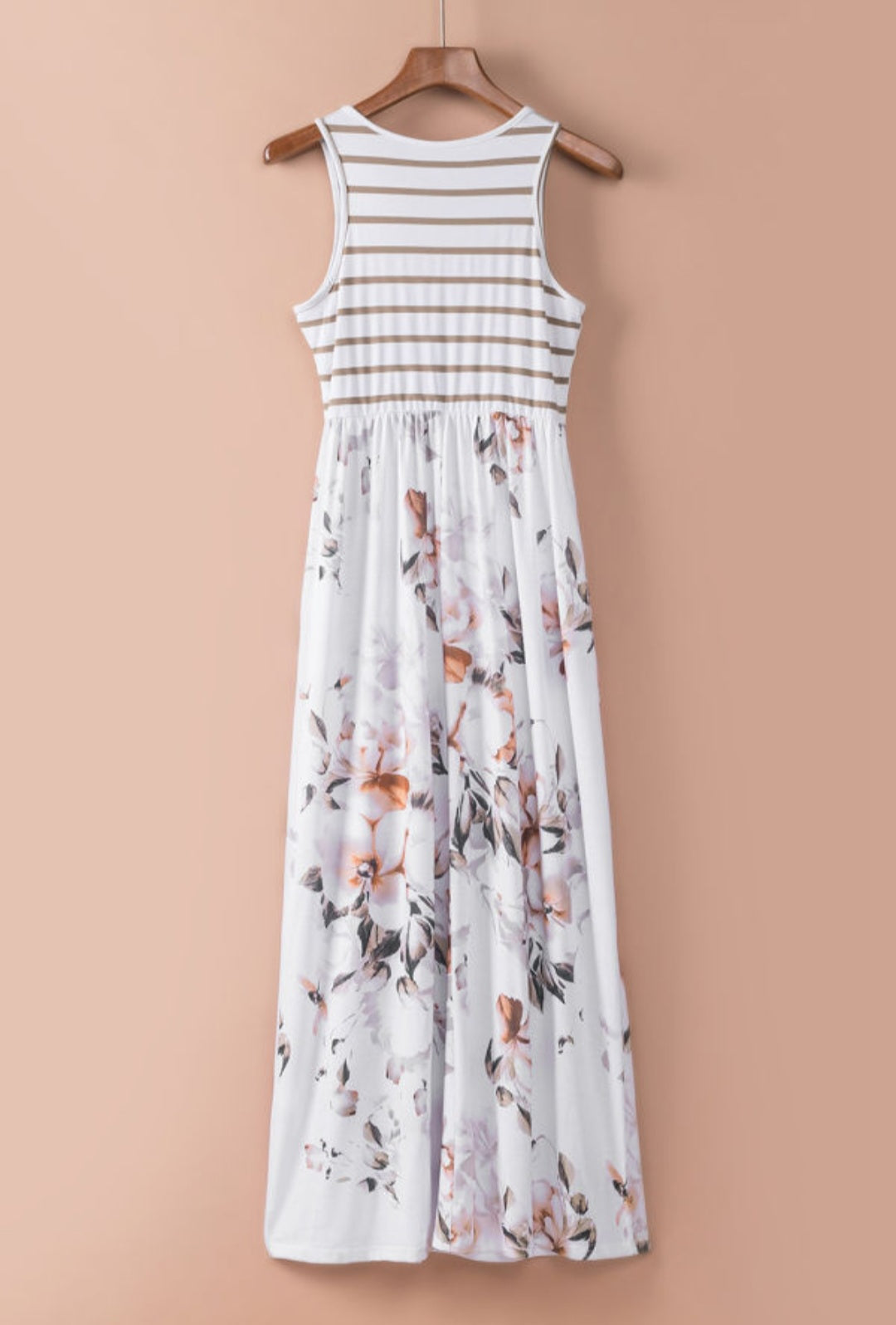 Striped & Floral Maxi Dress Sizes S-XL