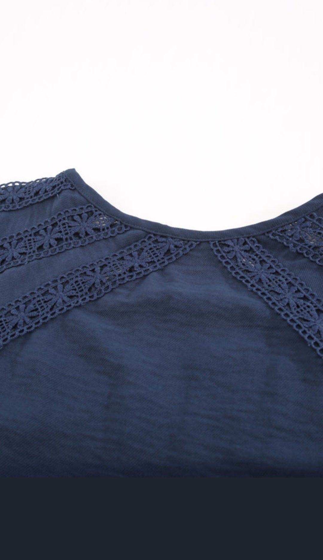 Blue Crochet Eyelet Short Sleeve Top