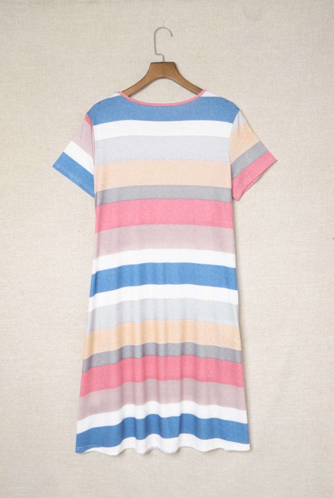 Pastel Striped Short Sleeve Dress