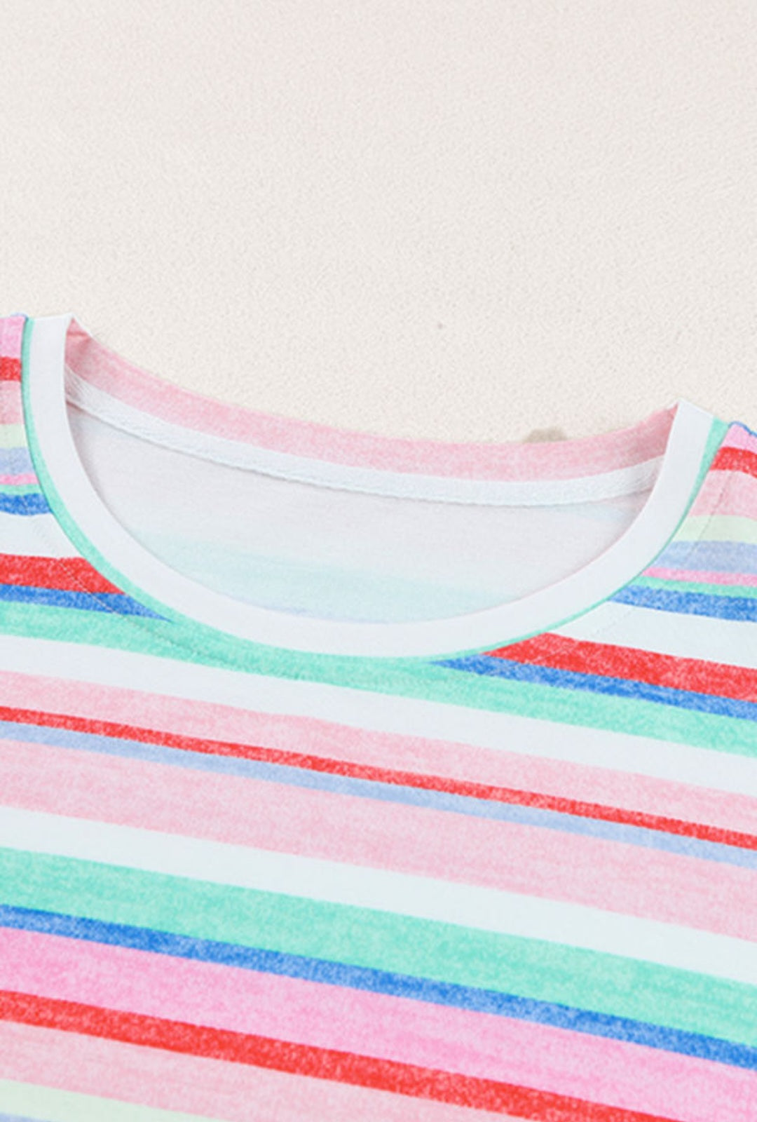 Multicolor Striped Short Set with Rolled Sleeves