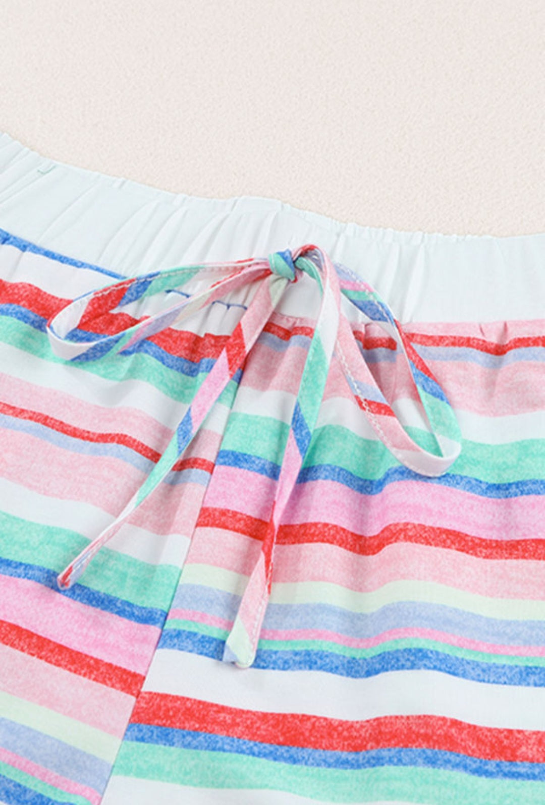 Multicolor Striped Short Set with Rolled Sleeves