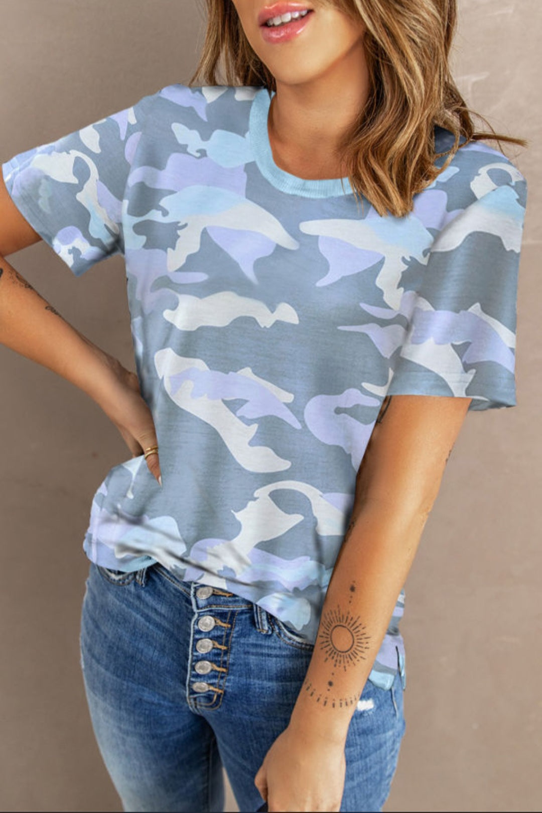 Womens Short Sleeve Camo Shirt