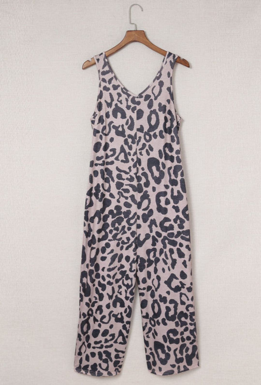 Leopard Print Pockets Wide Leg Jumpsuit