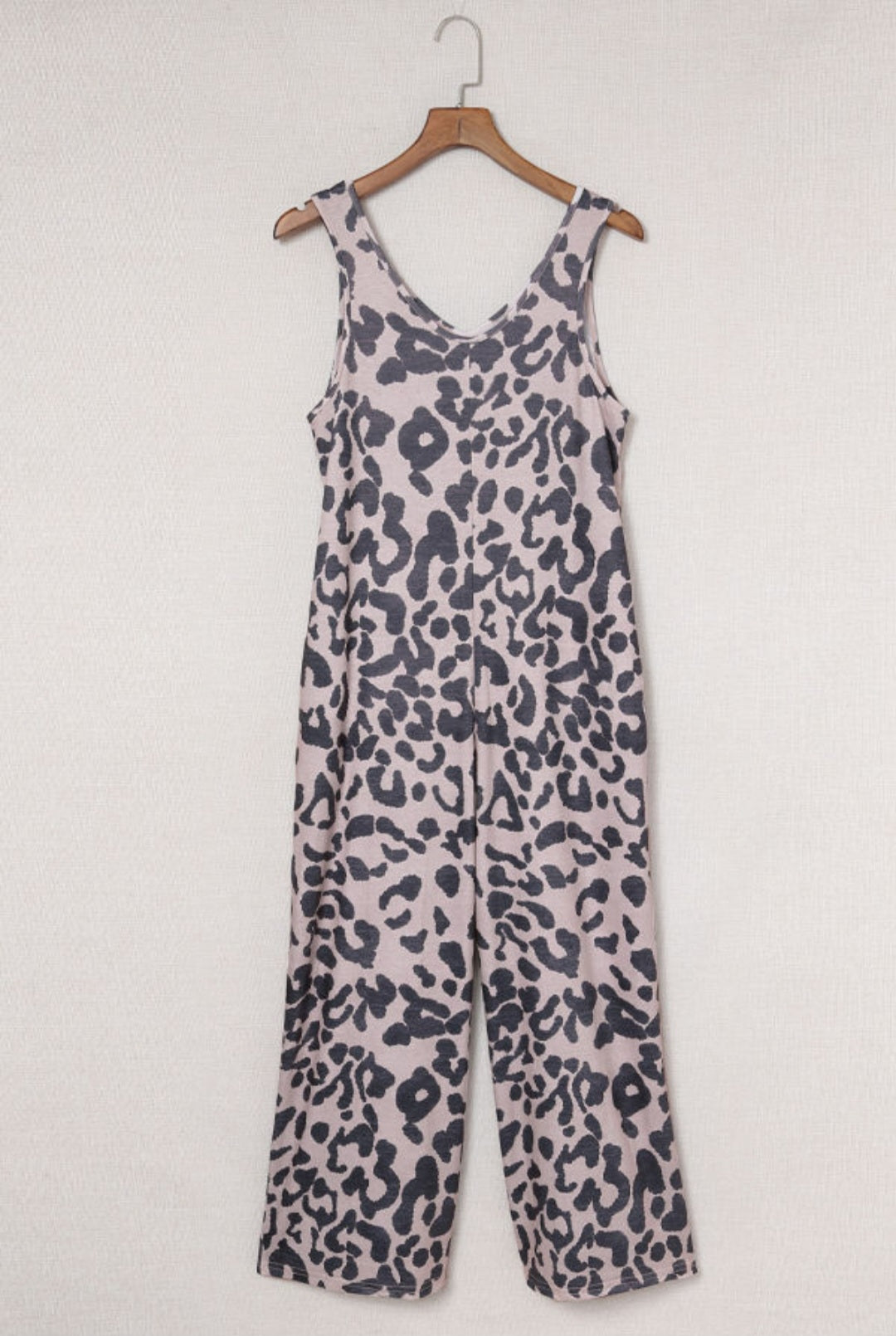 Leopard Print Pockets Wide Leg Jumpsuit