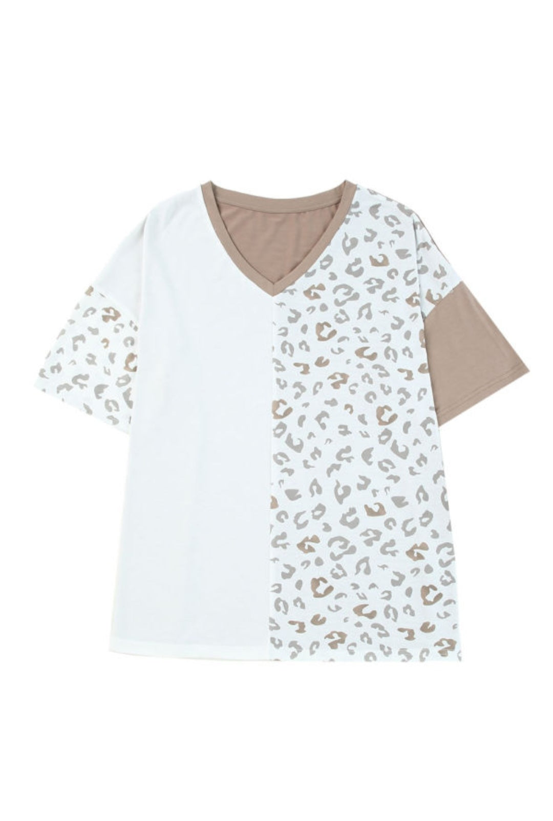 Leopard & Solid Print Plus Top