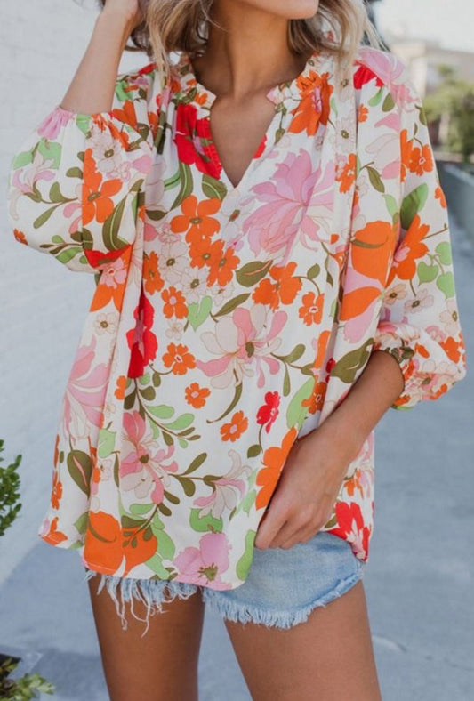 Orange Blooming Flowers Top