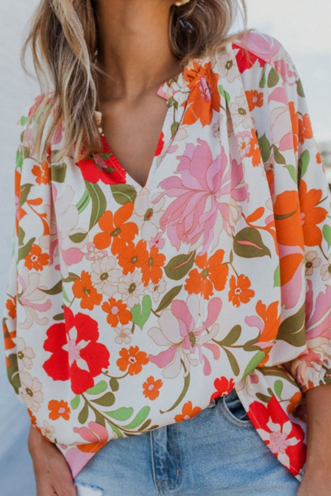 Orange Blooming Flowers Top